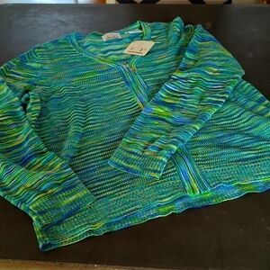 EP Pro Green and Blue Women's Cardigan Sweater